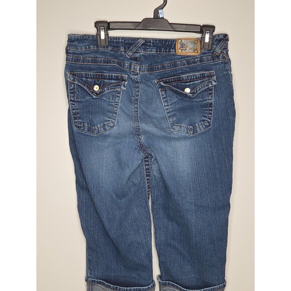 VTG Baby Phat Jeans Womens Size 14 Blue Denim Stretch Cuffed Straight Leg Capris - Picture 3 of 6